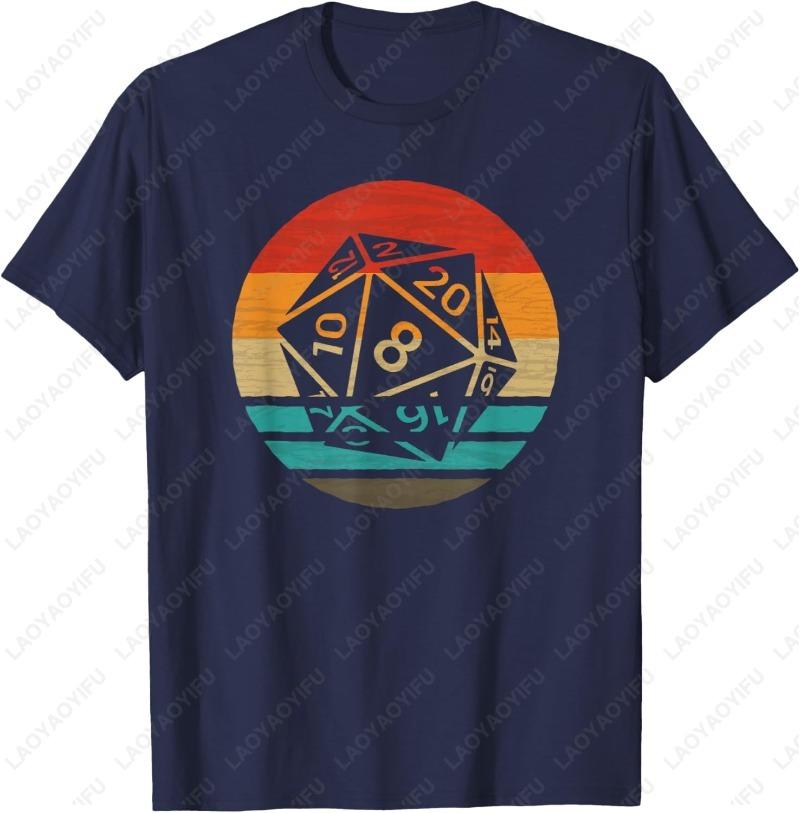 20 Sided Die Retro Style Vintage Unisex Adult Cotton TShirt Creative Trend Oneck Printed Tops Men Clothing Classics Camisetas