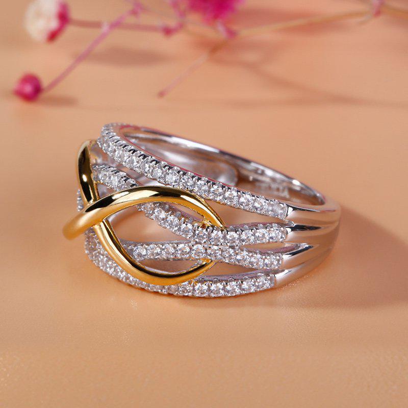 Zhongyi TEMU Fashion Women's Two-Color Gold-Plated 8-Shaped Ring