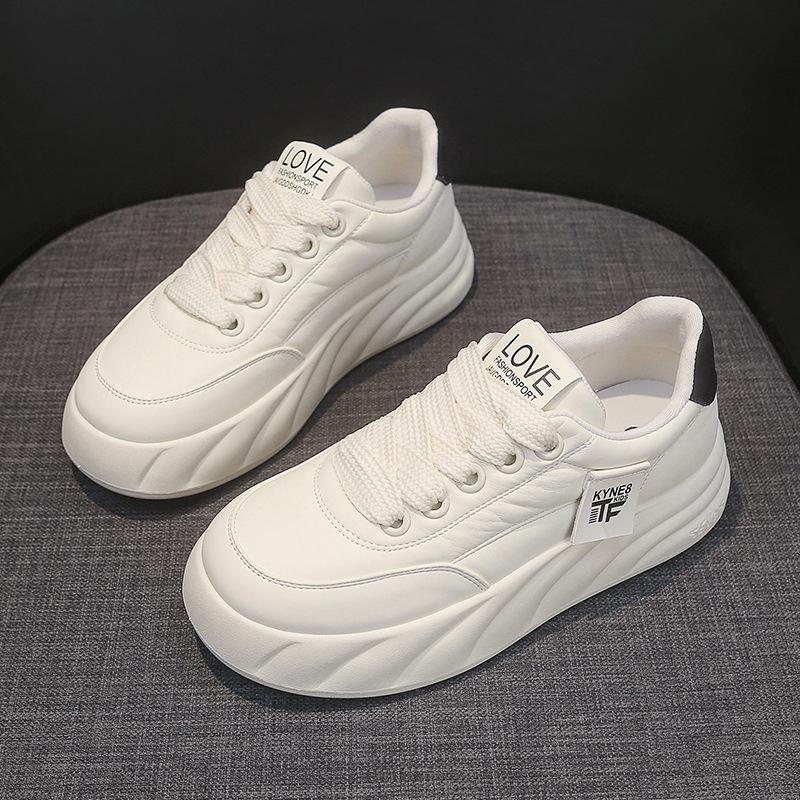 Platform White Shoes Women's Shoes Early Spring New Heightening Board Shoes Versatile Leather Casual Shoes Women's Sports Shoes