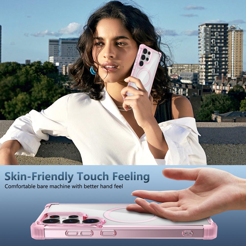 KEYSION Transparente, stoßfeste Hülle für MagSafe für Samsung Galaxy S25 Ultra 5G, magnetische kabellose Ladehülle, klare Telefonabdeckung