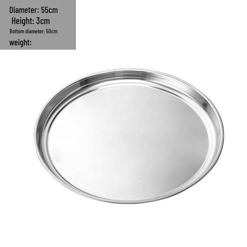Large Thickened Stainless Steel Round Tray for Hotels and Home