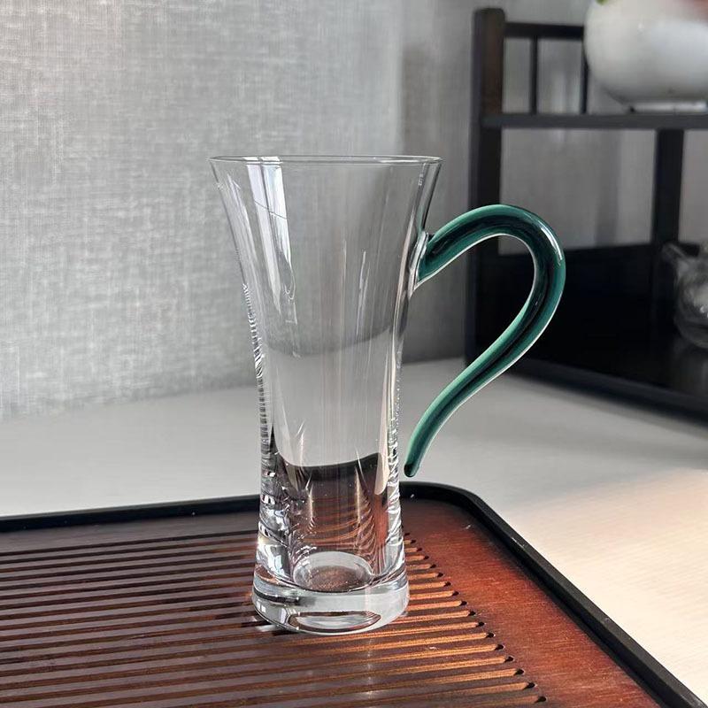 Heat Resistant Glass Tea Cup with Handle Japanese Style Mug for Office Tea Brewing Home Kitchen Sale Gift 195ml озеро зеленый