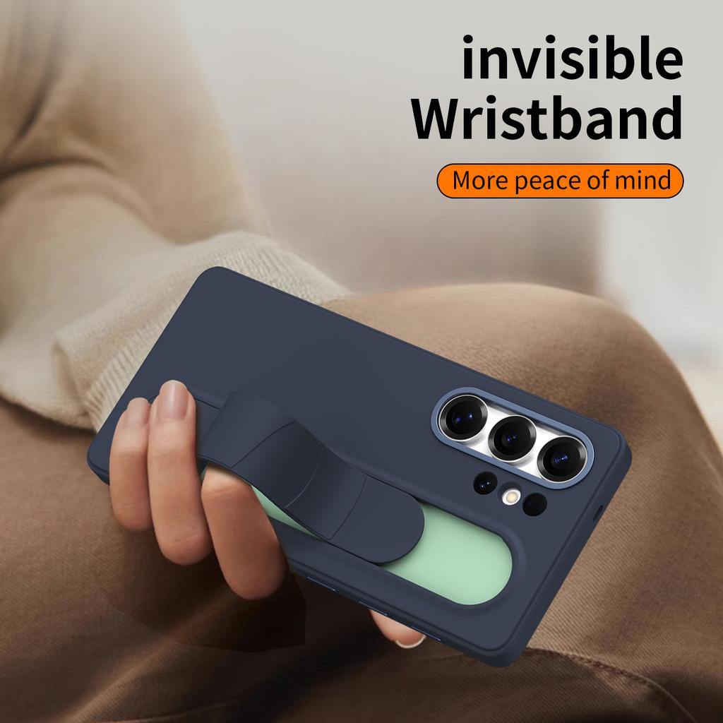 For Samsung Galaxy S24 Ultra Case Smart Key Invisible Wristband Kickstand PC+Silicone Phone Cover
