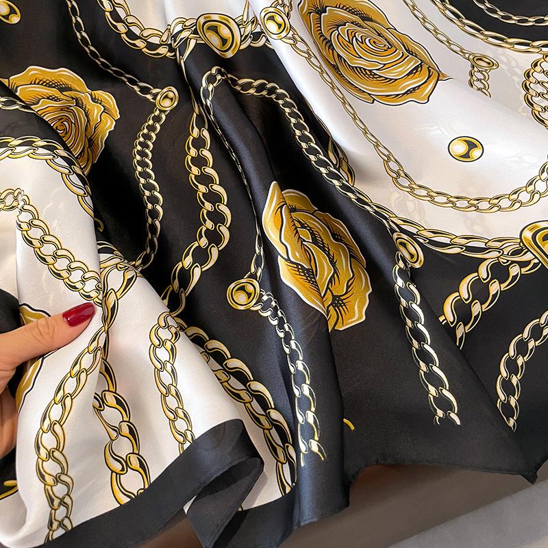 180*90cm Luxury Brand Women Summer Silk Scarves Shawl Lady Wrap Soft Female Europe Designer Beach Bandanna Foulard Muffler Pareo