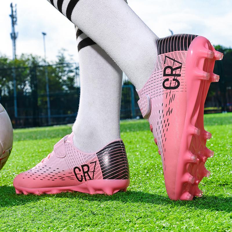New Hot Children Football Boots Outdoor Trainers Soccer Shoes for Kids Boys Girls Hook Loop Football Cleats Futsal Sneakers31-39