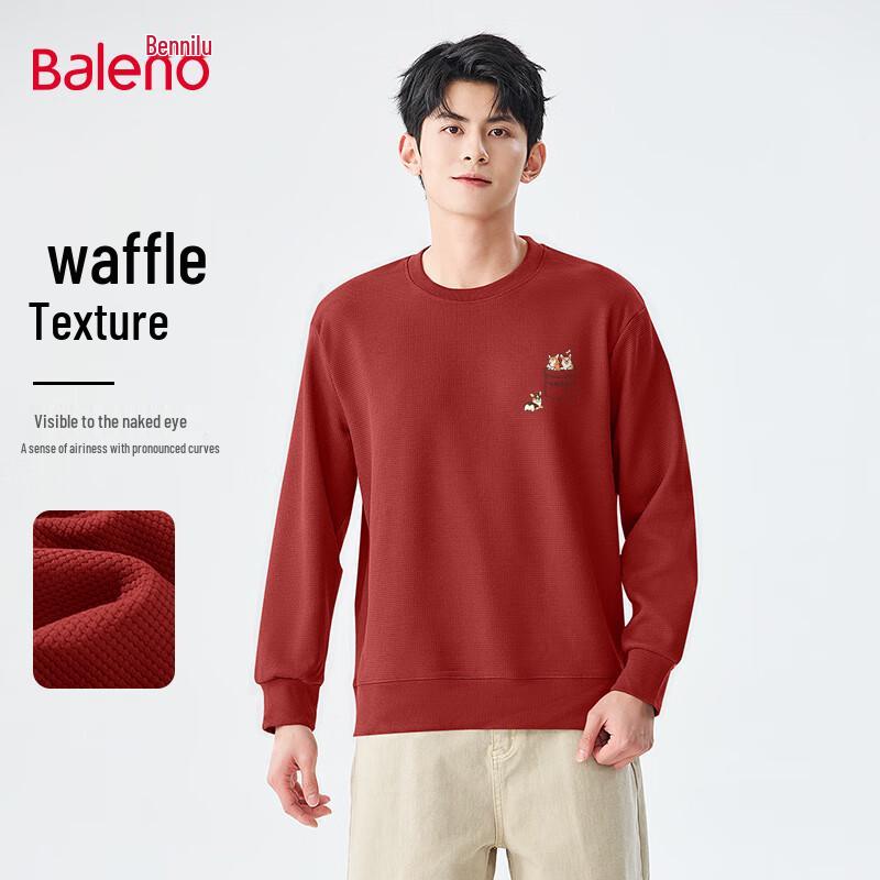 Baleno Men's Waffle Knit Round Neck Pullover Sweatshirt