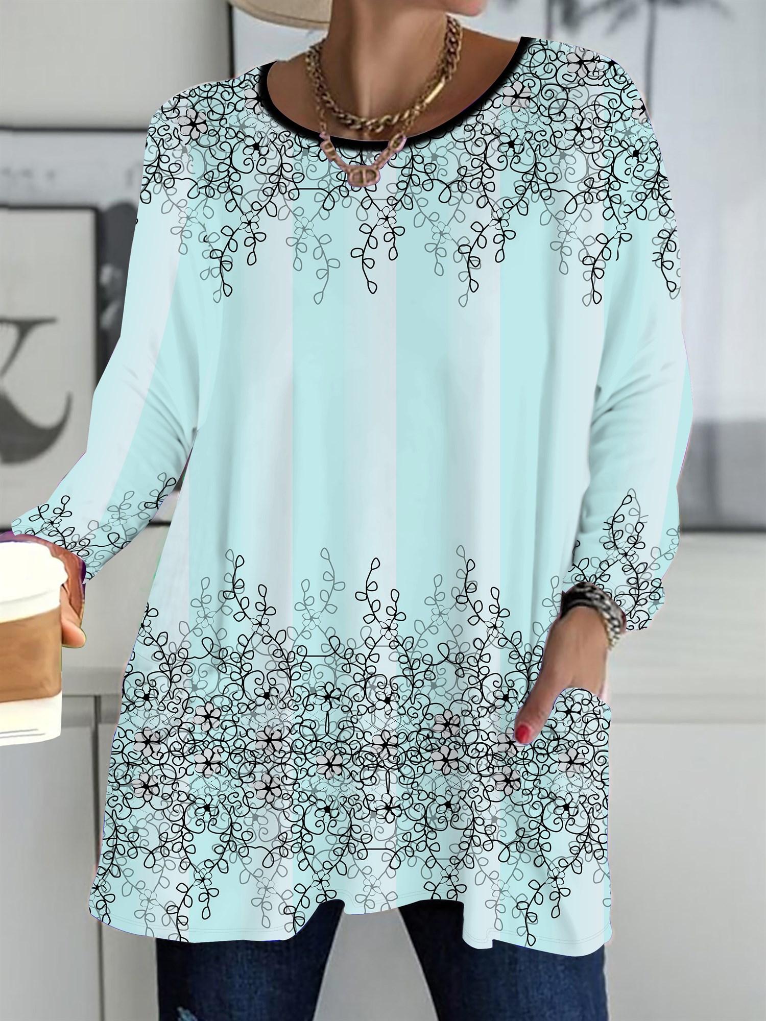 

Осень-Зима 2025 Новые Женские Топы Большого Размера, Модные Футболки с 3D-принтом цветов, с Круглым Вырезом и Длинным Рукавом 6XL белый