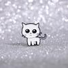 Alloy Unique White Cat Pin Brooch For Trendy Animal Lovers And Style Personalized