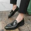 Mens casual original leather tassel shoes black stylish platform shoe business wedding dress crocodile pattern footwear zapatos