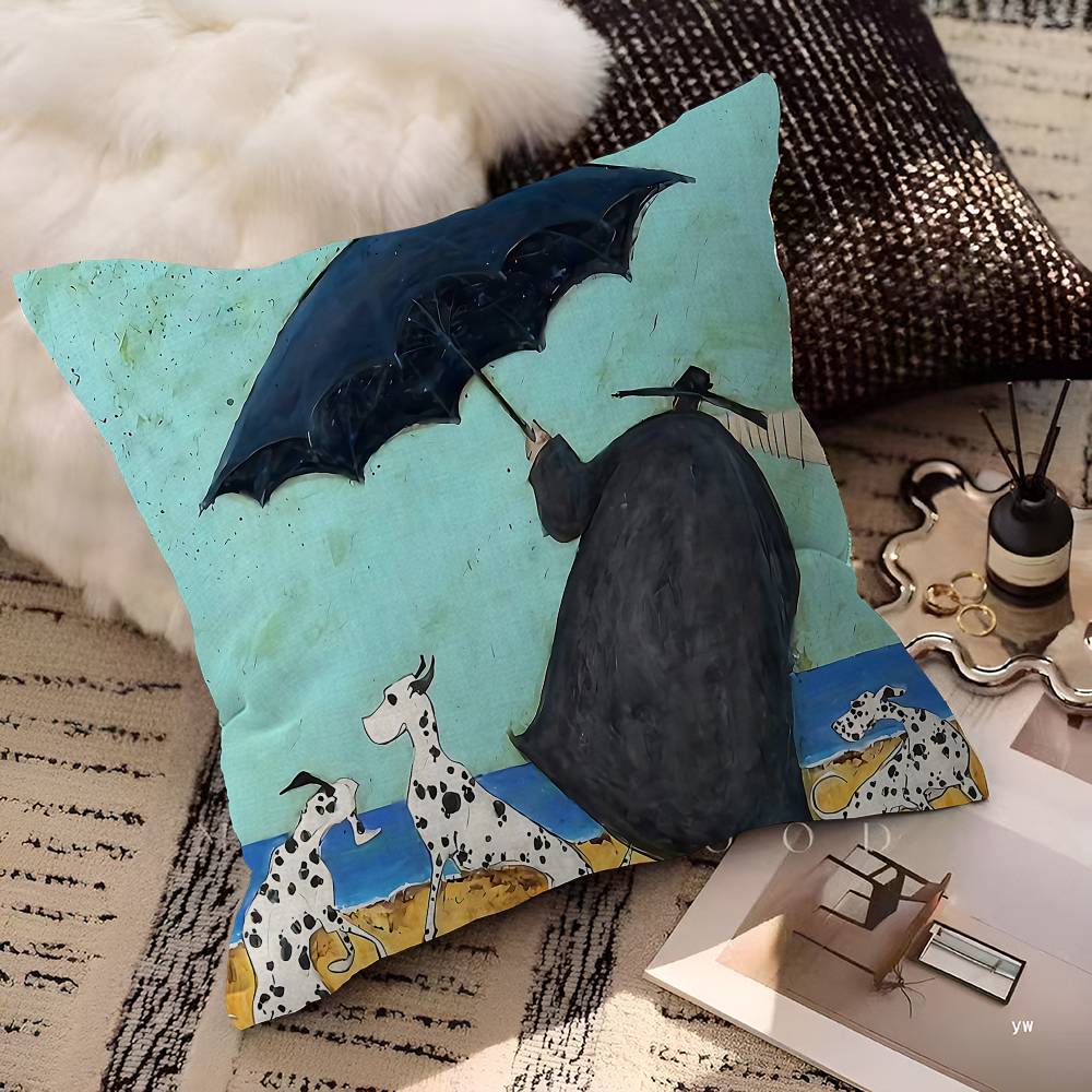 Sam Toft Konst Abstrakt Landskap Kärlek Hundar Kuddfodral Tecknad Gåva Kuddöverdrag Sovrum Hem Soffa Stol Sits Dekor Kuddvar