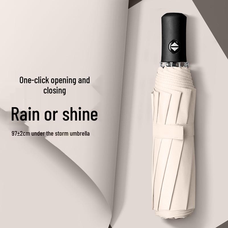 Men's Large Windproof Folding Umbrella: Reinforced, Sturdy, Dual-Use for Sun & Rain