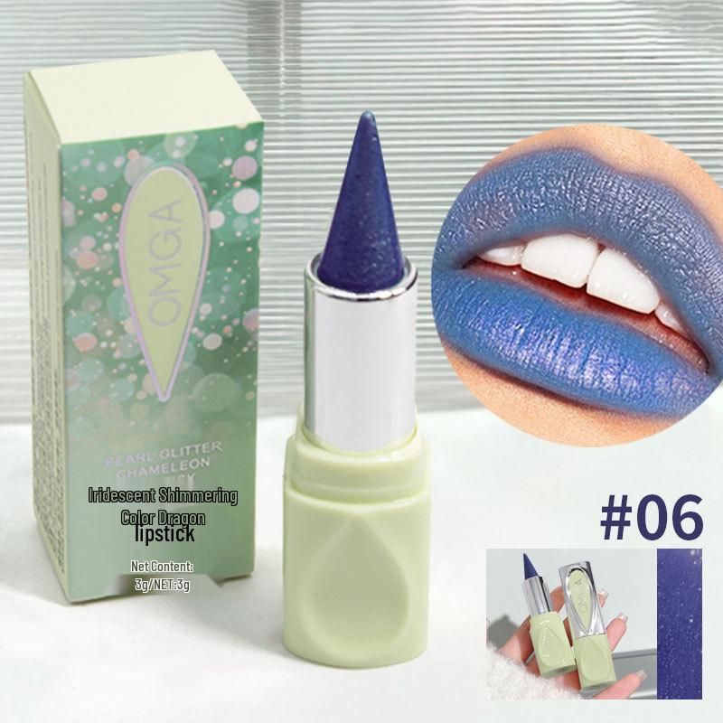 OMGA Color-Changing Dragon Glitter Lipstick: Long-Lasting, Non-Stick, Pearlescent