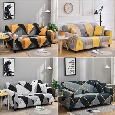 Stretch Spandex Sofa Slipcover Elastic Couch Cover Living Room Geometric Printed Anti -Slip Washable Furniture Protector Covers