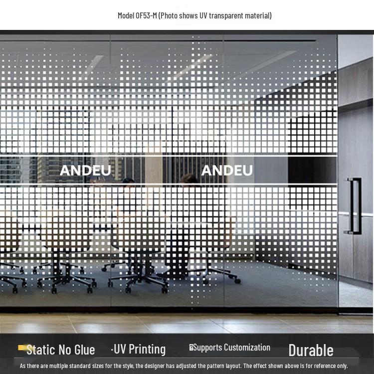 Frosted Glass Lattice Window & Door Privacy Sticker for Office and Café Decor