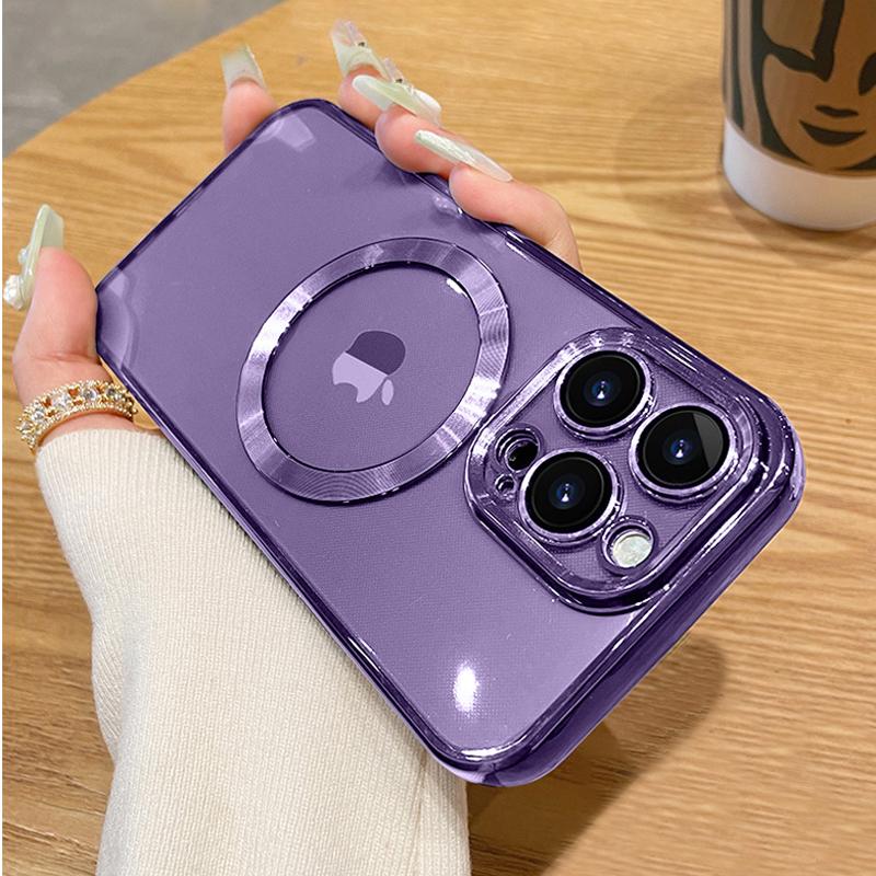 Husă magnetică transparentă pentru iPhone 15 14 13 12 11 Pro Max X XR Xs Max 7 8 Plus Se 2020 pentru Magsafe Husă de protecție completă moale cu protecție lentilă