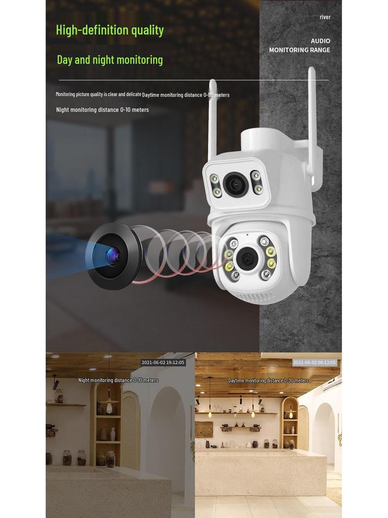 360° Dual-View Wireless Night Vision Surveillance Camera with Infrared