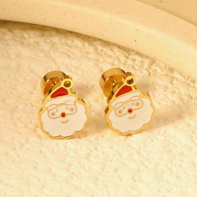 Santa Claus Stainless Steel Stud Earrings - Creative Christmas Design