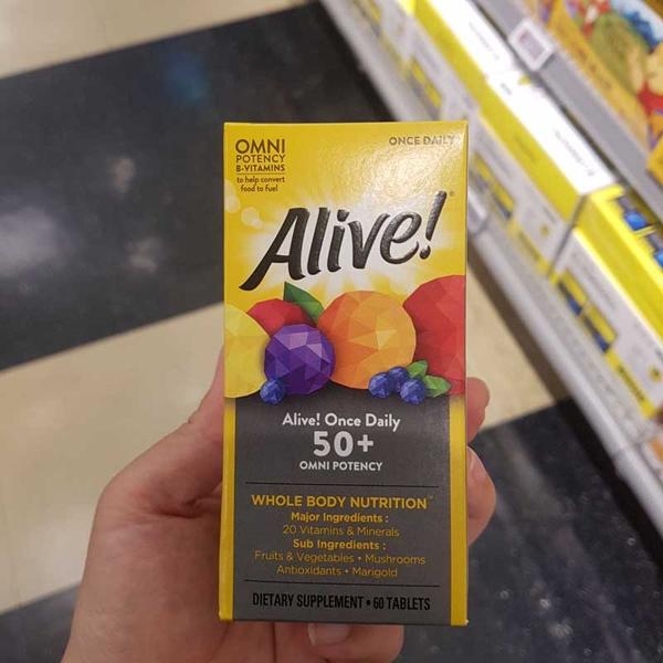 Alive! Once Daily 50+ Multivitamin for Seniors 60 Tablets