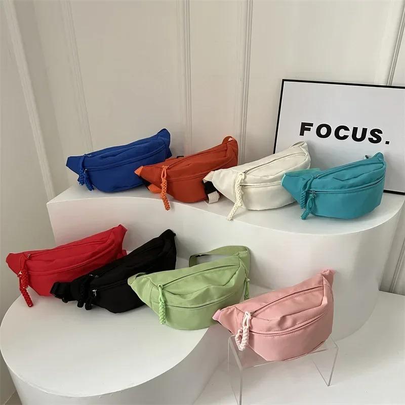 Canvas Running Waist Casual Fanny Packs Sport Chest Bag Banana Bag for Women Sling Crossbody Waist Pack Half Moon Belt Bag