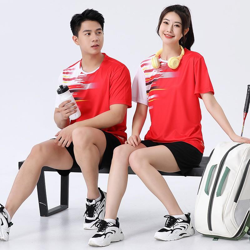Unisex Quick-Dry Sport Set Running Tennis Volleyball Training Competition Soft Breathable Short Sleeve Athletic Outfit