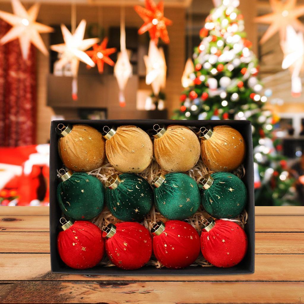 Beflockte Weihnachtskugeln Ornamente Kugelanhänger Weihnachtsdeko Stabile Baumdekorationen für