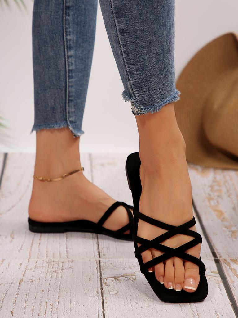 New Women's Mini Strapless Summer Slippers Fashionable White Casual Shoes Comfortable Breathable Dry Wedges