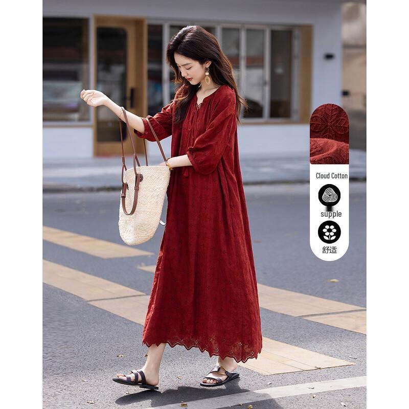 

Платье миди из чистого хлопка DeMana с кружевом, вышивкой и оборками L