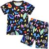 Cartoon Digital Printing, Middle-Aged And Older Children'S Daily Loungewear Short Sleeves + Shorts Set 9086