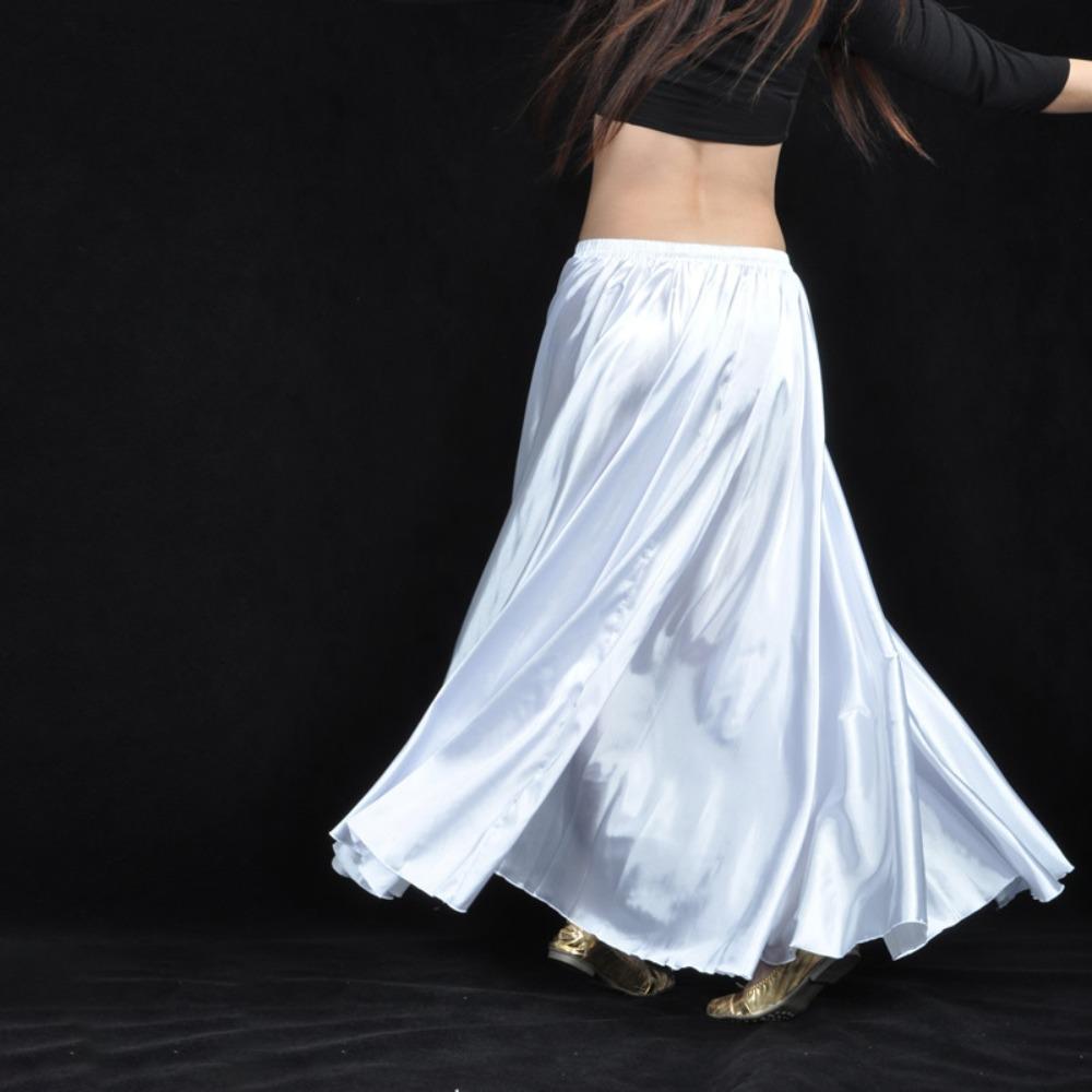 Fashion Sparkling Satin Satin Skirt Spanish Professional Belly Dance Skirt Show Costumes Large Swing Dancer Practice Wear Dance