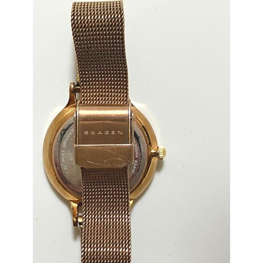 Used SKAGEN watch SKW2151 pink gold mesh belt
