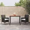 3 Piece Garden Dining Set with Cushions Black Poly Rattan