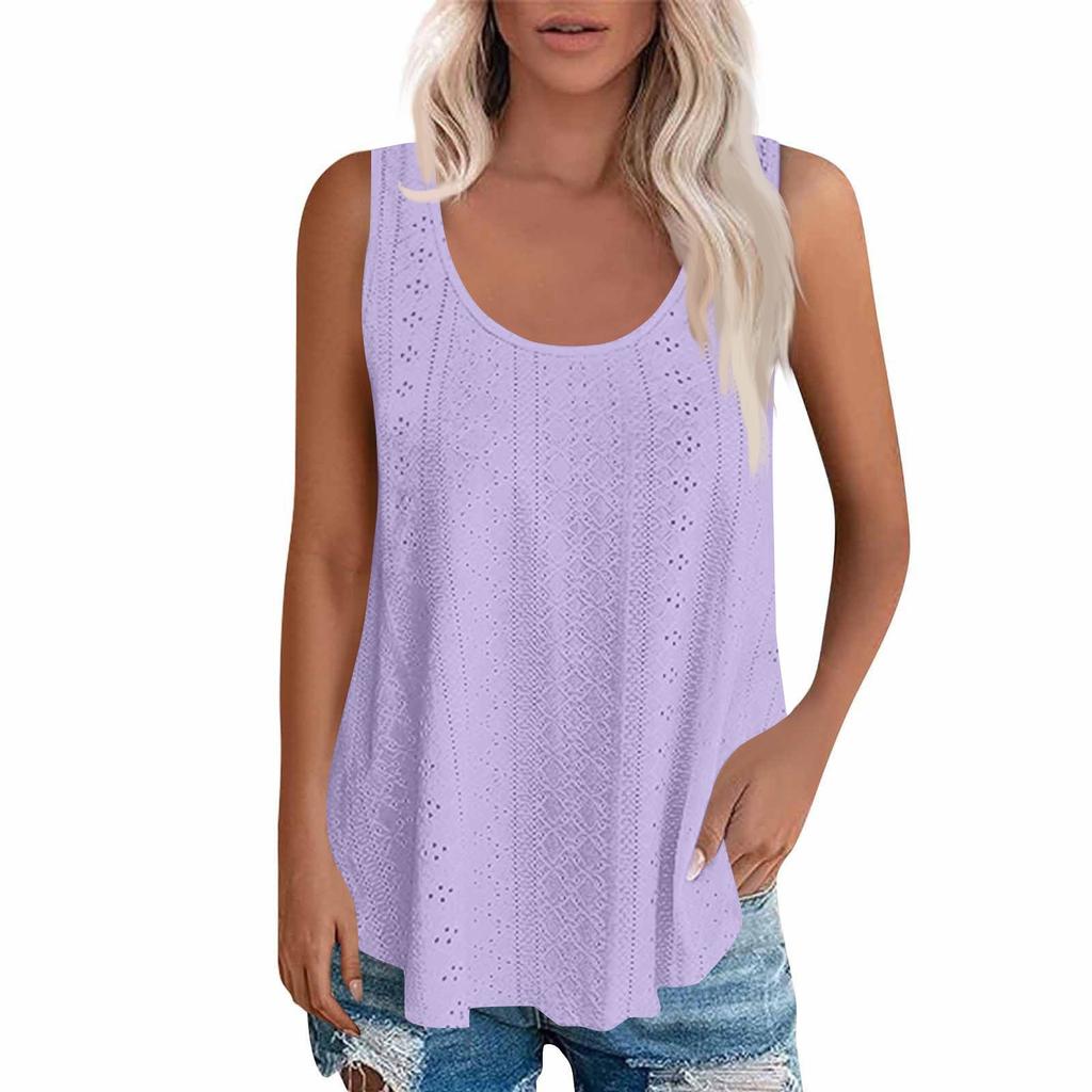 Loses, ärmelloses T-Shirt-Oberteil für Damen mit Rundhalsausschnitt