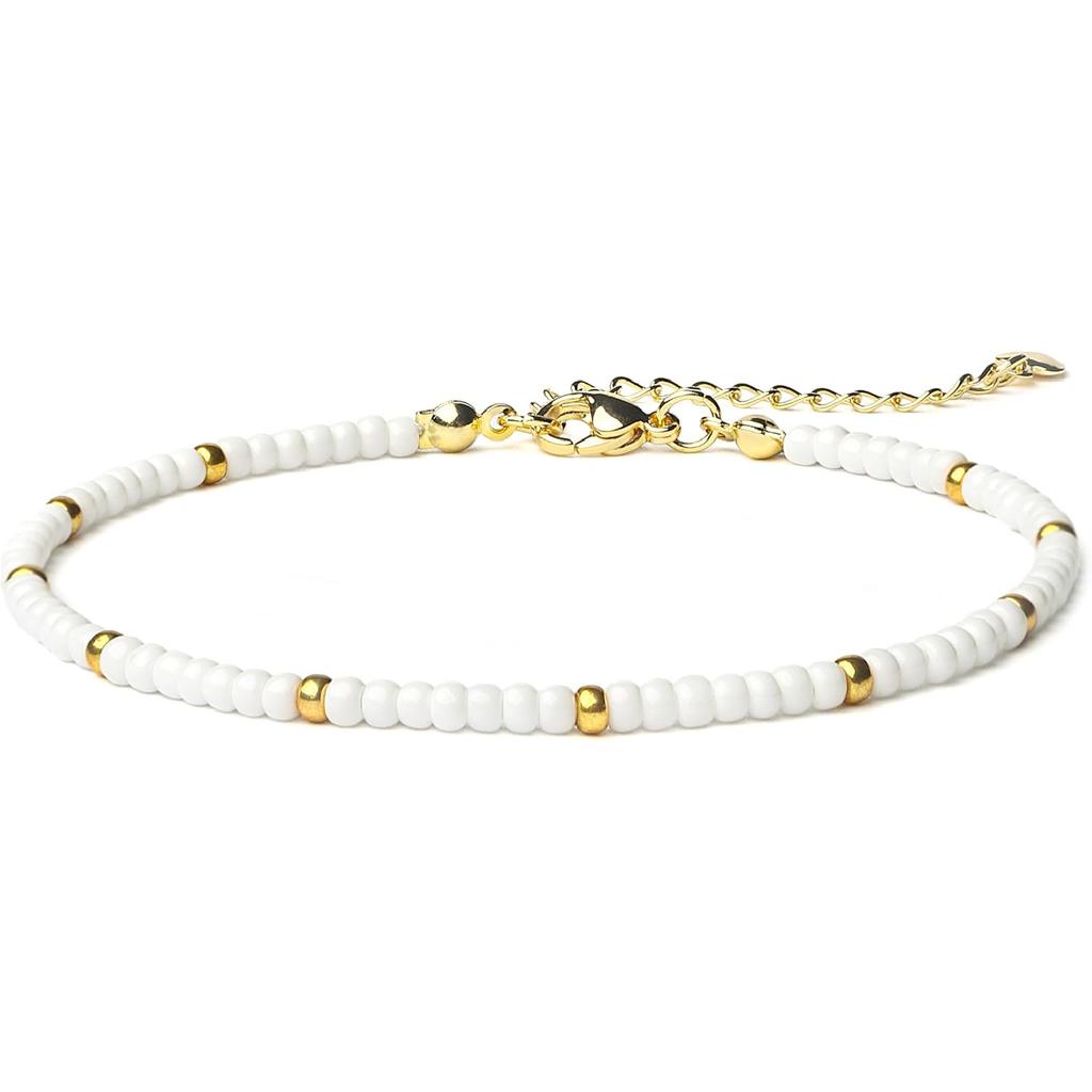 Starain Small Bead Anklets for Women Beach Foot Ankle Bracelet Cute Colorful Boho Beaded Anklets 8 inches