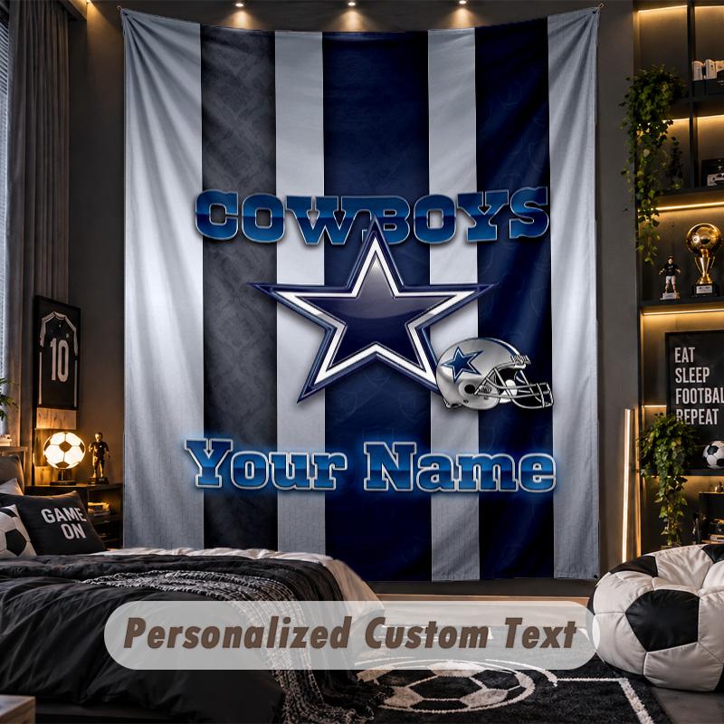 TapestryDallas Cowboys Custom Name Text Personalized Wall Hanging Tapestry Home Wall Decor