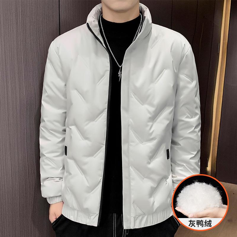 Down jacket men's new autumn and winter trend slim fit light and thin hooded short down warm down jacket