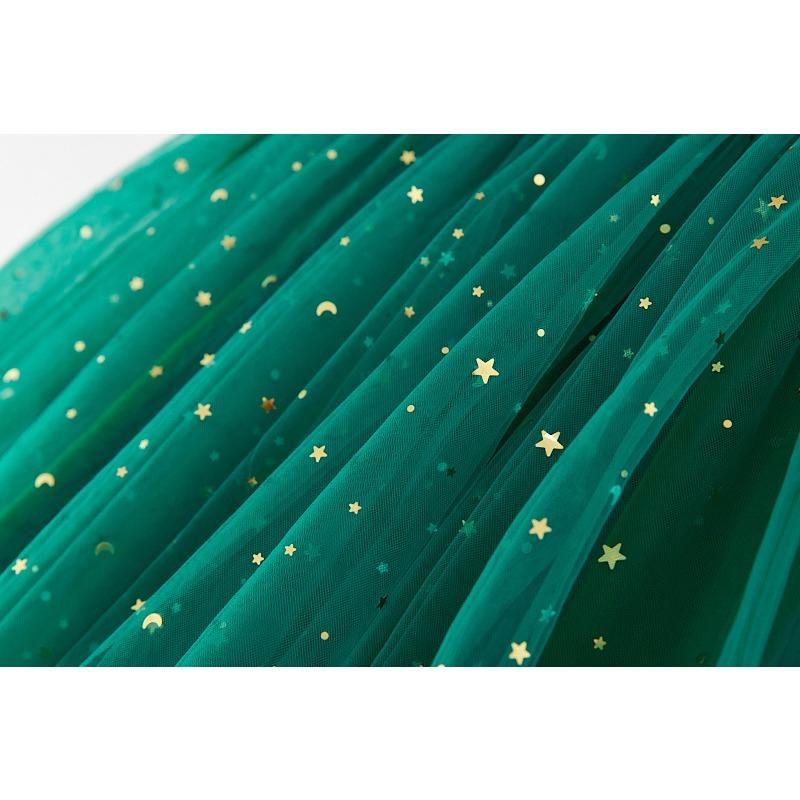 New Christmas Dress Stars Moon Strapless Dress Princess Mesh Shaggy Dress Children's Halter Dress Holiday Dress