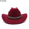 New Artificial Wool Women's Men's Western Cowboy Hat Vintage Gentleman Felt Fedoras Hats Cowgirl Church Jazz Cap Sombrero Hombre