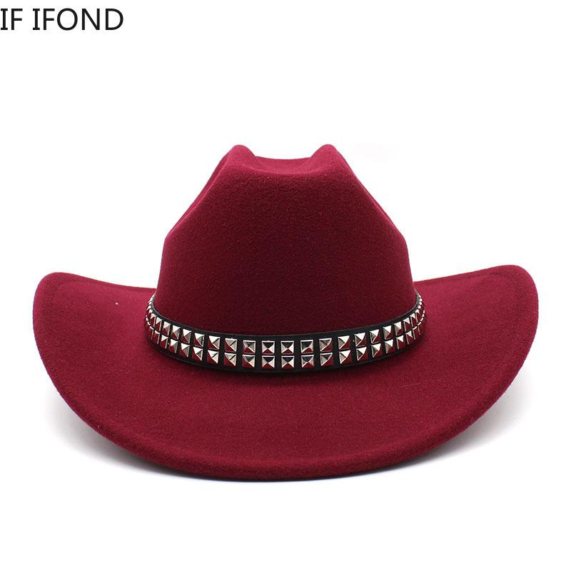 New Artificial Wool Women's Men's Western Cowboy Hat Vintage Gentleman Felt Fedoras Hats Cowgirl Church Jazz Cap Sombrero Hombre