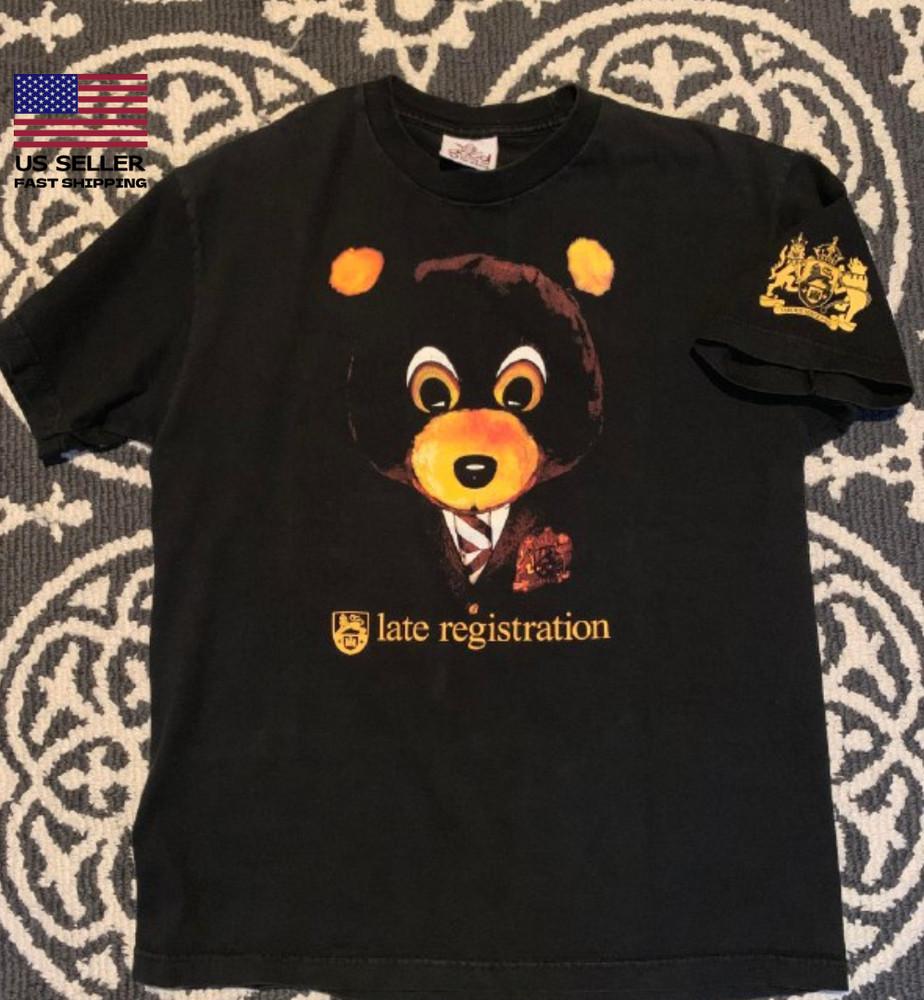 Kanye West Late Registration Ретро Стиль Черная Футболка Все Размеры Унисекс Футболка XL