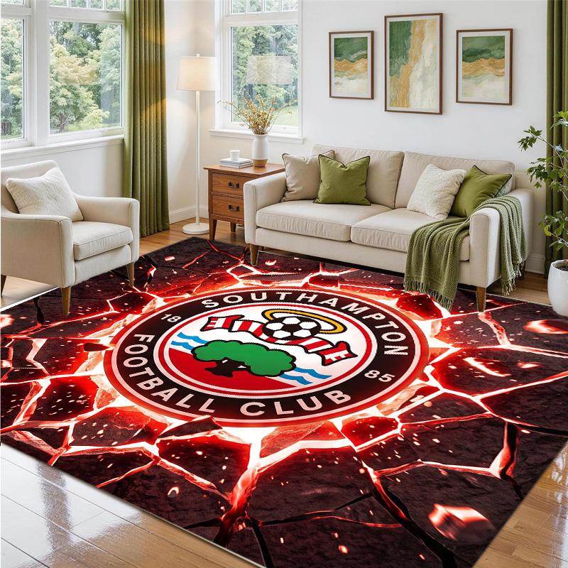 Southampton Football Design Crystal Velvet Rug Soft Decorative Mat for Bedroom Entrance