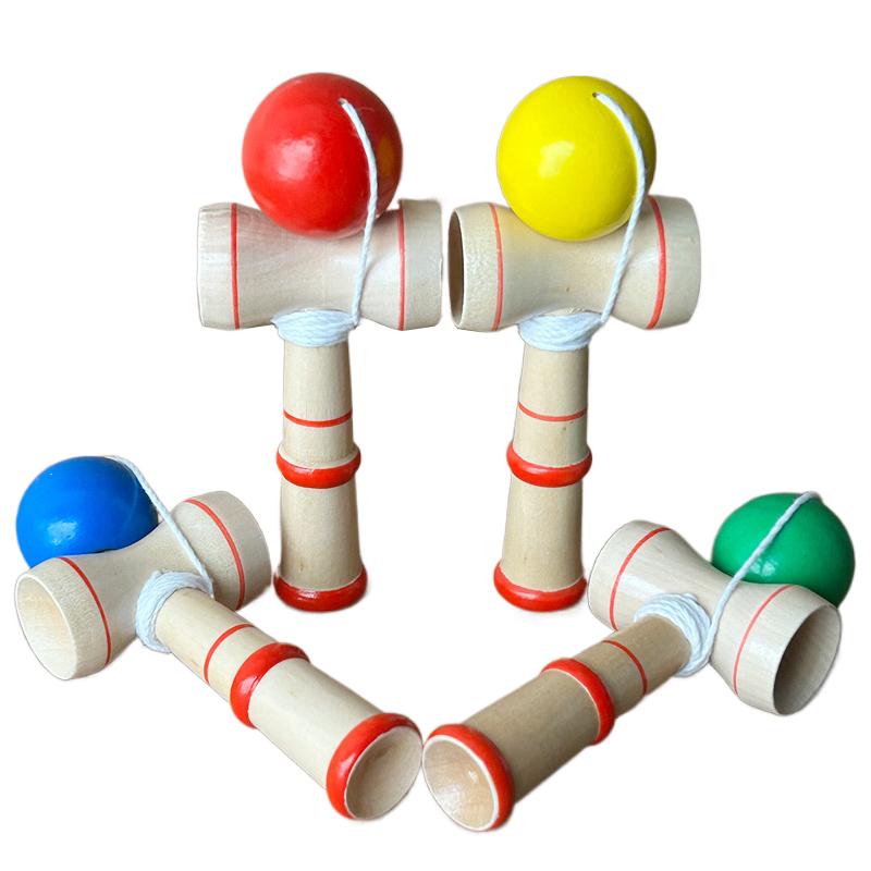 1pc Wooden Kendama Japanese Wrist Training Props Red / Blue Exercise Agility And Flexibility Portable Fitness Equipment TMZ