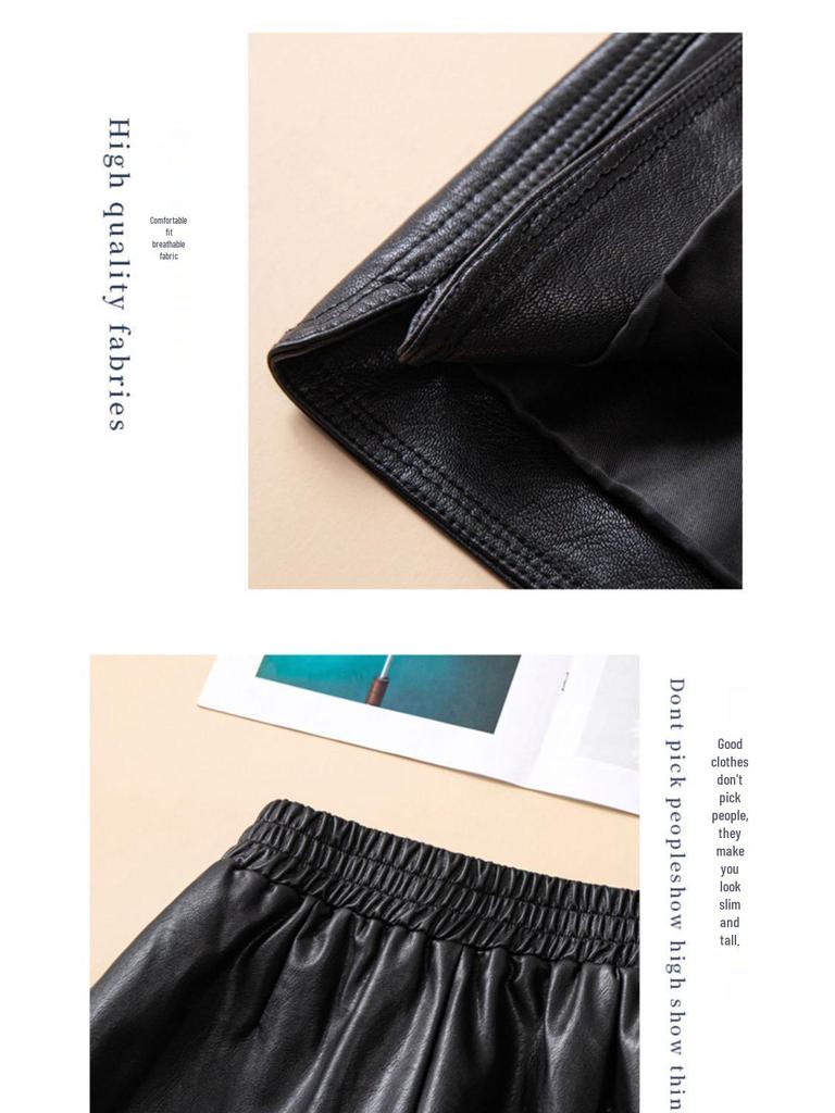 2023 Trendy Women's High Waist PU Leather Shorts - A-line, Loose Fit for Autumn/Winter, Perfect with Boots