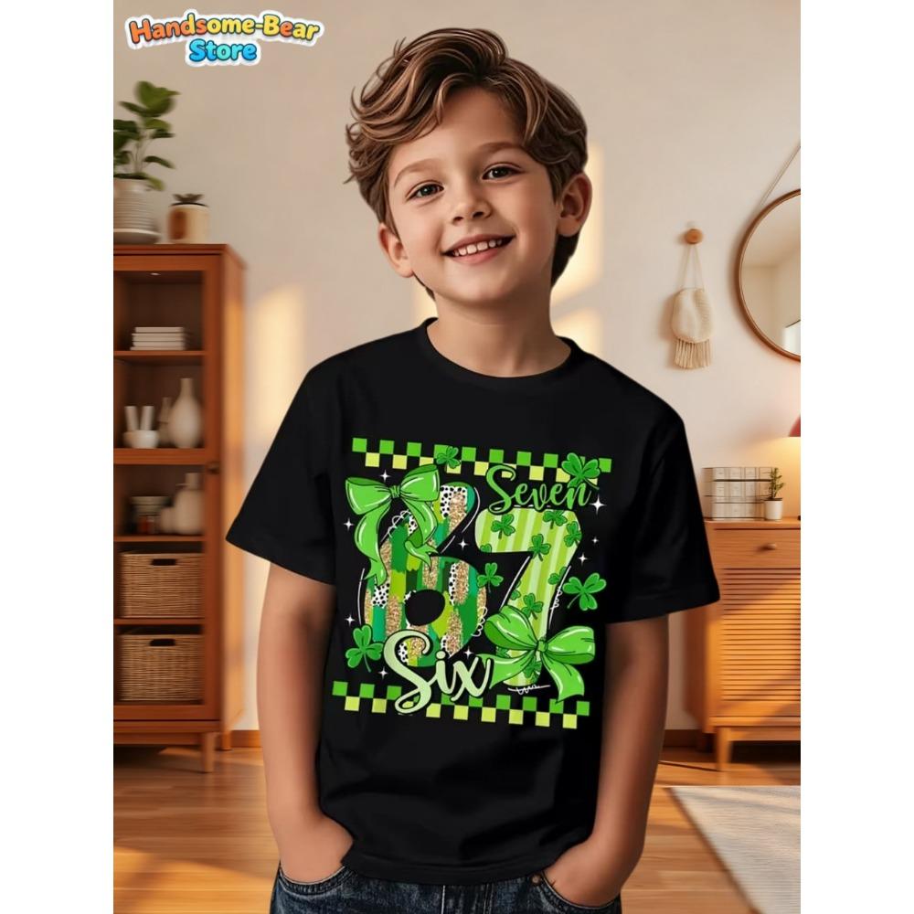 Six Seven Bruh 67 Meme Kids Clothes Happy St. Patrick's Day Girl Boy T-Shirt Children's Clover Irish Day Crew Neck Short Sleeves