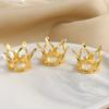 10pcs/Bag Hollow Mini Crown Gold/Silver Color Hole Beads For Rings Jewelry Making DIY Handmade Craft Accessories