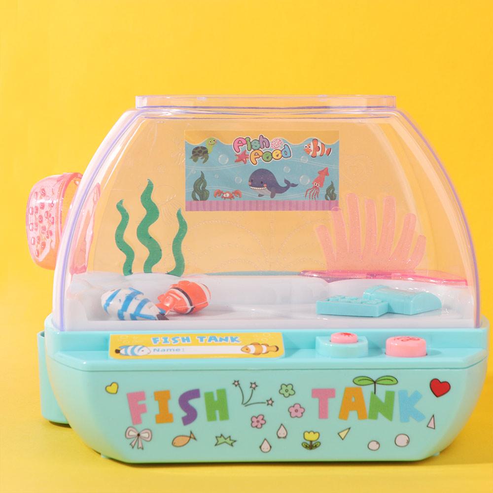 Cartoon Mini Simulation Fish Tank Lovely LED Light Up Tank Music Interactive Aquarium Toys  Home