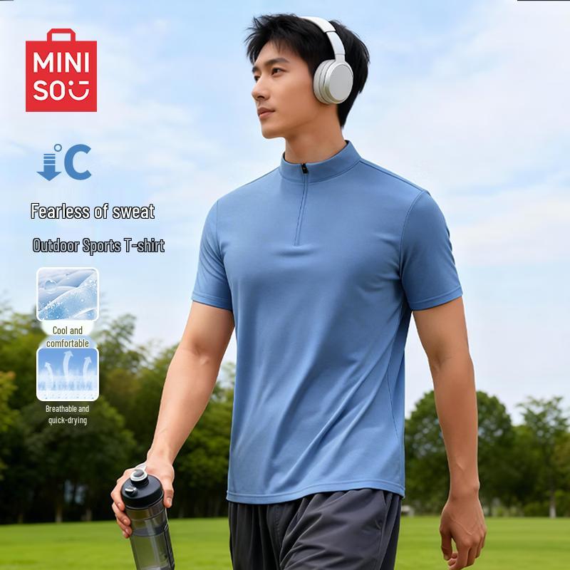 MINISO Men's 2026 Quick-Dry Half-Zip T-Shirt