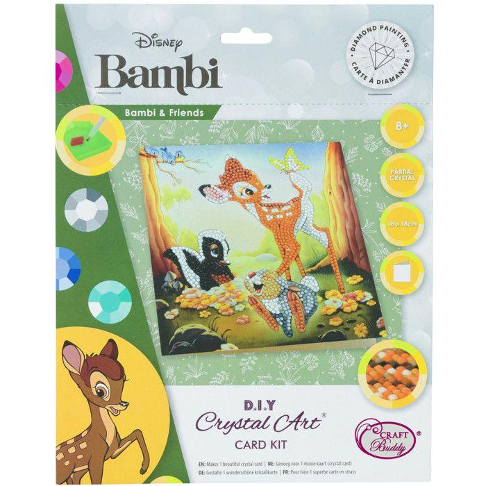 Carte Crystal Art à diamanter - Bambi - 18 x 18 cm - Jaune - Adulte - Mixte