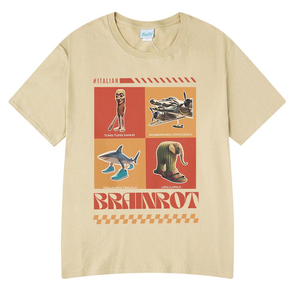 Italian Brainrot Funny Meme T-shirts Tralalero Tralala Tung Tung Tung Sahur Bombardiro Crocodilo Lirili Larila Men Women T Shirt