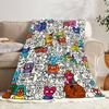 1pc Modern Multicolor Graffiti Flannel Blanket - Soft Lightweight Bedspread Suitable for All- Use, Machine Washable Suitable for Bed, Sofa, Camping, I