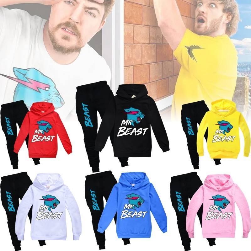 Trendiges Mr. Beast Cartoon Hoodie-Set für Jungen und Mädchen – bequem und stylisch